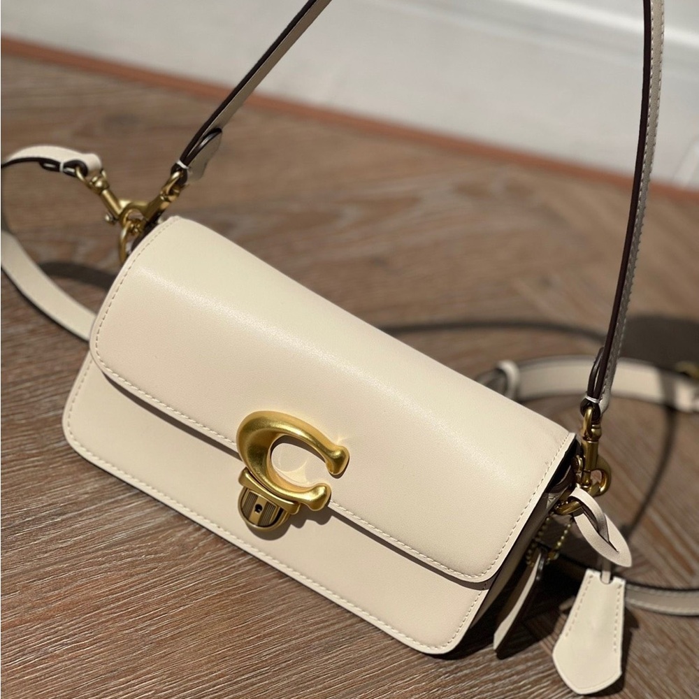 Coach Cream Crossbody Bag with Gold Accents